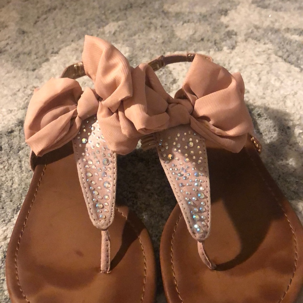 PINK WORN GLITTER SANDALS!